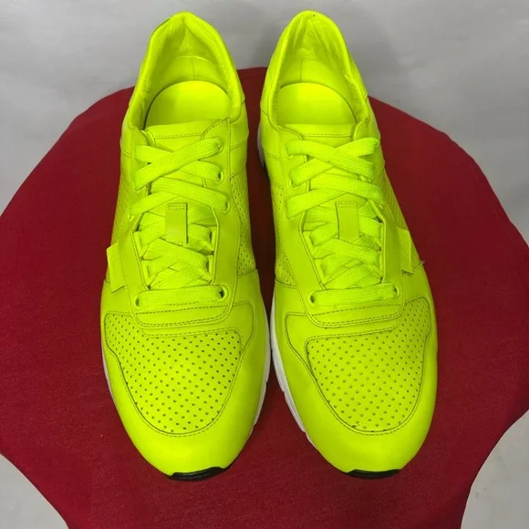 Gucci Men's Neon Yellow 369088 Tennis Sneakers Trainers Shoes 10G